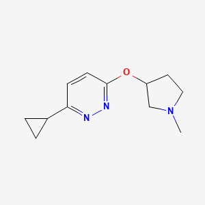 molecular formula C12H17N3O B2694839 3-Cyclopropyl-6-[(1-methylpyrrolidin-3-yl)oxy]pyridazine CAS No. 2200805-54-3