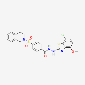 molecular formula C24H21ClN4O4S2 B2694840 N'-(7-chloro-4-methoxybenzo[d]thiazol-2-yl)-4-((3,4-dihydroisoquinolin-2(1H)-yl)sulfonyl)benzohydrazide CAS No. 922620-67-5
