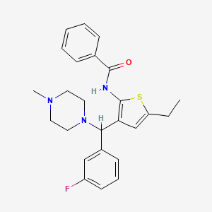 molecular formula C25H28FN3OS B2694842 N-{5-乙基-3-[(3-氟苯基)(4-甲基哌嗪-1-基)甲基]噻吩-2-基}苯甲酰胺 CAS No. 690640-24-5