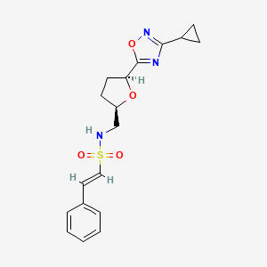 (E)-N-[[(2R,5S)-5-(3-Cyclopropyl-1,2,4-oxadiazol-5-yl)oxolan-2-yl]methyl]-2-phenylethenesulfonamide
