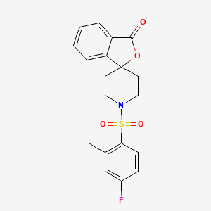 molecular formula C19H18FNO4S B2694862 1'-((4-fluoro-2-methylphenyl)sulfonyl)-3H-spiro[isobenzofuran-1,4'-piperidin]-3-one CAS No. 1797858-12-8