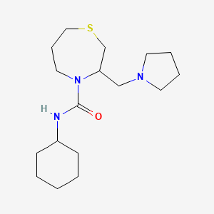 molecular formula C17H31N3OS B2694864 N-cyclohexyl-3-(pyrrolidin-1-ylmethyl)-1,4-thiazepane-4-carboxamide CAS No. 1448037-17-9