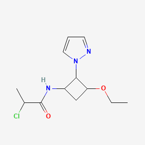 molecular formula C12H18ClN3O2 B2694877 2-Chloro-N-(3-ethoxy-2-pyrazol-1-ylcyclobutyl)propanamide CAS No. 2411292-12-9