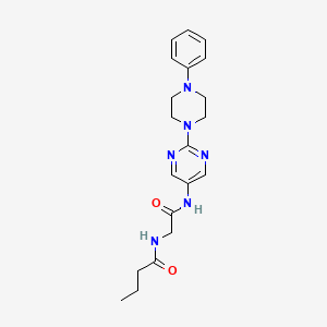 molecular formula C20H26N6O2 B2694881 N-(2-oxo-2-((2-(4-phenylpiperazin-1-yl)pyrimidin-5-yl)amino)ethyl)butyramide CAS No. 1798030-48-4