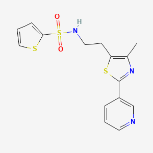 molecular formula C15H15N3O2S3 B2694882 N-[2-(4-methyl-2-pyridin-3-yl-1,3-thiazol-5-yl)ethyl]thiophene-2-sulfonamide CAS No. 869069-78-3