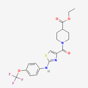 molecular formula C19H20F3N3O4S B2694887 Ethyl 1-(2-((4-(trifluoromethoxy)phenyl)amino)thiazole-4-carbonyl)piperidine-4-carboxylate CAS No. 955908-49-3