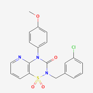 molecular formula C20H16ClN3O4S B2694888 2-(3-chlorobenzyl)-4-(4-methoxyphenyl)-2H-pyrido[2,3-e][1,2,4]thiadiazin-3(4H)-one 1,1-dioxide CAS No. 1251708-97-0