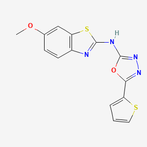 molecular formula C14H10N4O2S2 B2694889 N-(6-甲氧基苯并[d]噻唑-2-基)-5-(噻吩-2-基)-1,3,4-噁二唑-2-胺 CAS No. 862975-95-9