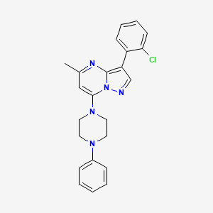 molecular formula C23H22ClN5 B2694897 3-(2-Chlorophenyl)-5-methyl-7-(4-phenylpiperazin-1-yl)pyrazolo[1,5-a]pyrimidine CAS No. 890635-89-9