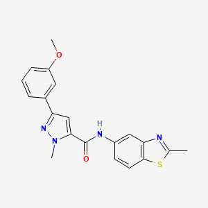 molecular formula C20H18N4O2S B2694901 3-(3-甲氧基苯基)-1-甲基-N-(2-甲基苯并[d]噻唑-5-基)-1H-吡唑-5-羧酰胺 CAS No. 1219841-72-1
