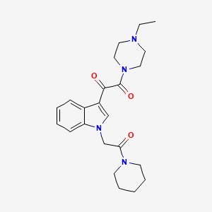 molecular formula C23H30N4O3 B2694908 1-(4-乙基哌嗪-1-基)-2-[1-(2-氧代-2-哌啶-1-基乙基)吲哚-3-基]乙烷-1,2-二酮 CAS No. 872860-80-5