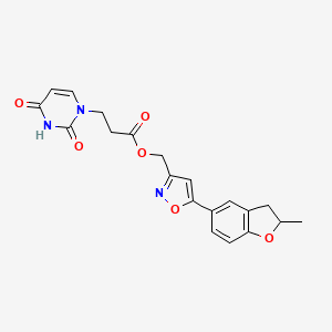 molecular formula C20H19N3O6 B2694909 (5-(2-methyl-2,3-dihydrobenzofuran-5-yl)isoxazol-3-yl)methyl 3-(2,4-dioxo-3,4-dihydropyrimidin-1(2H)-yl)propanoate CAS No. 1203199-23-8