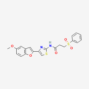 N-(4-(5-methoxybenzofuran-2-yl)thiazol-2-yl)-3-(phenylsulfonyl)propanamide