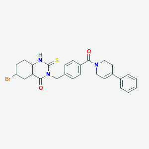 6-Bromo-3-{[4-(4-phenyl-1,2,3,6-tetrahydropyridine-1-carbonyl)phenyl]methyl}-2-sulfanylidene-1,2,3,4-tetrahydroquinazolin-4-one