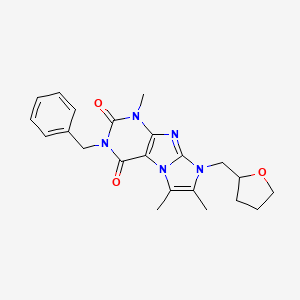 molecular formula C22H25N5O3 B2694924 2-Benzyl-4,7,8-trimethyl-6-(oxolan-2-ylmethyl)purino[7,8-a]imidazole-1,3-dione CAS No. 876674-61-2