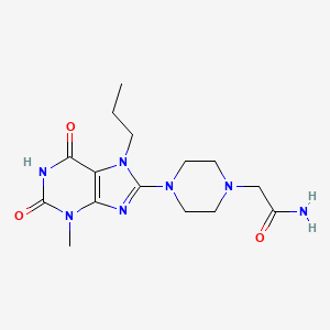 molecular formula C15H23N7O3 B2694969 2-(4-(3-methyl-2,6-dioxo-7-propyl-2,3,6,7-tetrahydro-1H-purin-8-yl)piperazin-1-yl)acetamide CAS No. 902330-30-7