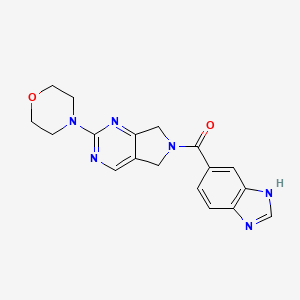 molecular formula C18H18N6O2 B2694972 (1H-苯并[d]咪唑-5-基)(2-吗啉-5H-吡咯[3,4-d]嘧啶-6(7H)-基)甲酮 CAS No. 2034370-55-1