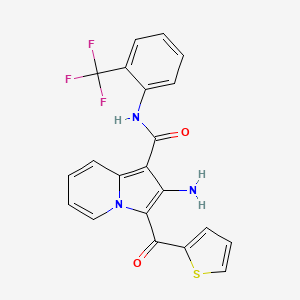 molecular formula C21H14F3N3O2S B2694974 2-amino-3-(thiophene-2-carbonyl)-N-[2-(trifluoromethyl)phenyl]indolizine-1-carboxamide CAS No. 898417-51-1