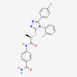 molecular formula C25H22ClN5O2S B2695010 4-[[(2R)-2-[[5-(4-氯苯基)-4-(2-甲基苯基)-1,2,4-三唑-3-基]硫代基]丙酰基]氨基]苯甲酰胺 CAS No. 2137081-93-5