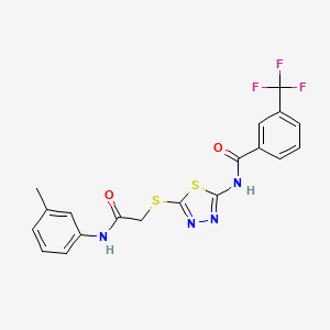 molecular formula C19H15F3N4O2S2 B2695020 N-(5-((2-oxo-2-(m-tolylamino)ethyl)thio)-1,3,4-thiadiazol-2-yl)-3-(trifluoromethyl)benzamide CAS No. 392292-24-9