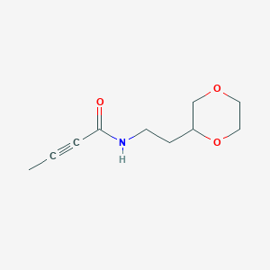 molecular formula C10H15NO3 B2695022 N-[2-(1,4-Dioxan-2-yl)ethyl]but-2-ynamide CAS No. 2411315-08-5