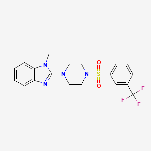 molecular formula C19H19F3N4O2S B2695028 1-methyl-2-(4-((3-(trifluoromethyl)phenyl)sulfonyl)piperazin-1-yl)-1H-benzo[d]imidazole CAS No. 1235621-90-5