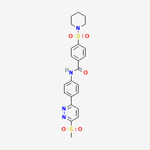 molecular formula C23H24N4O5S2 B2695030 N-(4-(6-(methylsulfonyl)pyridazin-3-yl)phenyl)-4-(piperidin-1-ylsulfonyl)benzamide CAS No. 921796-34-1