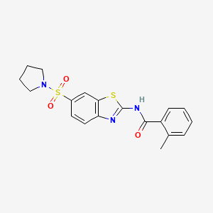 molecular formula C19H19N3O3S2 B2695032 2-甲基-N-(6-(吡咯啉-1-基磺酰)苯并[d]噻唑-2-基)苯甲酰胺 CAS No. 708227-62-7