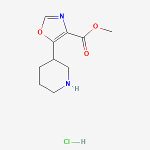 molecular formula C10H15ClN2O3 B2695040 甲基 5-哌啶-3-基-1,3-噁唑-4-甲酸酯；盐酸盐 CAS No. 2260937-29-7