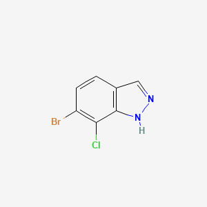 molecular formula C7H4BrClN2 B2695056 6-溴-7-氯-1H-吲哚 CAS No. 1427405-47-7