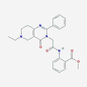 molecular formula C25H26N4O4 B2695064 methyl 2-(2-(6-ethyl-4-oxo-2-phenyl-5,6,7,8-tetrahydropyrido[4,3-d]pyrimidin-3(4H)-yl)acetamido)benzoate CAS No. 1286719-88-7