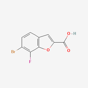 molecular formula C9H4BrFO3 B2695067 6-溴-7-氟苯并呋喃-2-羧酸 CAS No. 1823358-68-4