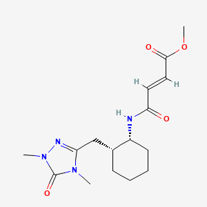 molecular formula C16H24N4O4 B2695075 Methyl (E)-4-[[(1R,2R)-2-[(1,4-dimethyl-5-oxo-1,2,4-triazol-3-yl)methyl]cyclohexyl]amino]-4-oxobut-2-enoate CAS No. 2411178-98-6