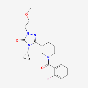 molecular formula C20H25FN4O3 B2695079 4-cyclopropyl-3-(1-(2-fluorobenzoyl)piperidin-3-yl)-1-(2-methoxyethyl)-1H-1,2,4-triazol-5(4H)-one CAS No. 2200399-92-2