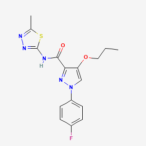 molecular formula C16H16FN5O2S B2695080 1-(4-fluorophenyl)-N-(5-methyl-1,3,4-thiadiazol-2-yl)-4-propoxy-1H-pyrazole-3-carboxamide CAS No. 1171496-95-9