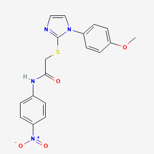 molecular formula C18H16N4O4S B2695087 2-((1-(4-methoxyphenyl)-1H-imidazol-2-yl)thio)-N-(4-nitrophenyl)acetamide CAS No. 688336-02-9