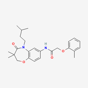 molecular formula C25H32N2O4 B2695088 N-(5-isopentyl-3,3-dimethyl-4-oxo-2,3,4,5-tetrahydrobenzo[b][1,4]oxazepin-7-yl)-2-(o-tolyloxy)acetamide CAS No. 921843-33-6