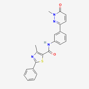 molecular formula C22H18N4O2S B2695092 4-甲基-N-(3-(1-甲基-6-氧代-1,6-二氢吡啶-3-基)苯基)-2-苯基噻唑-5-羧酰胺 CAS No. 941979-68-6