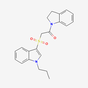 molecular formula C21H22N2O3S B2695098 1-(indolin-1-yl)-2-((1-propyl-1H-indol-3-yl)sulfonyl)ethanone CAS No. 850932-48-8