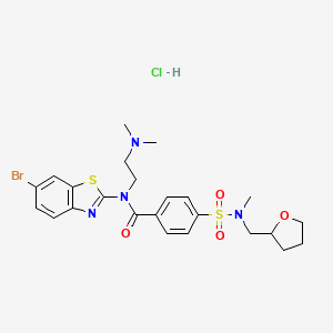 molecular formula C24H30BrClN4O4S2 B2695110 N-(6-溴苯并[d]噻唑-2-基)-N-(2-(二甲基氨基)乙基)-4-(N-甲基-N-((四氢呋喃-2-基)甲基)磺酰基)苯甲酰胺盐酸盐 CAS No. 1322314-48-6