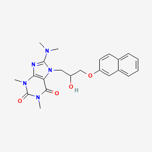 molecular formula C22H25N5O4 B2695116 8-(dimethylamino)-7-(2-hydroxy-3-(naphthalen-2-yloxy)propyl)-1,3-dimethyl-1H-purine-2,6(3H,7H)-dione CAS No. 1105244-47-0