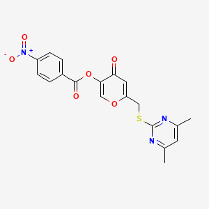 molecular formula C19H15N3O6S B2695124 [6-[(4,6-二甲基嘧啶-2-基)硫醚基甲基]-4-氧代吡喃-3-基] 4-硝基苯甲酸酯 CAS No. 877636-44-7