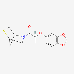 molecular formula C15H17NO4S B2695134 2-(Benzo[d][1,3]dioxol-5-yloxy)-1-(2-thia-5-azabicyclo[2.2.1]heptan-5-yl)propan-1-one CAS No. 2034292-05-0