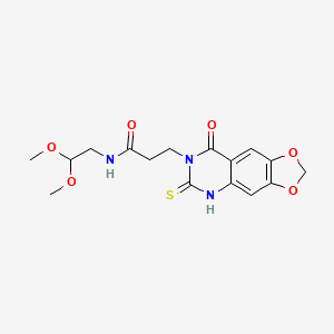 molecular formula C16H19N3O6S B2695136 N-(2,2-dimethoxyethyl)-3-(8-oxo-6-sulfanylidene-5H-[1,3]dioxolo[4,5-g]quinazolin-7-yl)propanamide CAS No. 688054-93-5