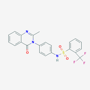 molecular formula C22H16F3N3O3S B2695140 N-(4-(2-methyl-4-oxoquinazolin-3(4H)-yl)phenyl)-2-(trifluoromethyl)benzenesulfonamide CAS No. 898421-43-7