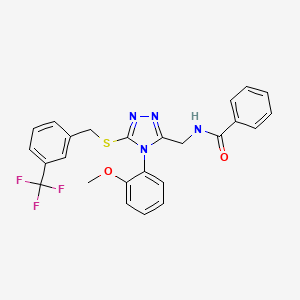 N-((4-(2-methoxyphenyl)-5-((3-(trifluoromethyl)benzyl)thio)-4H-1,2,4-triazol-3-yl)methyl)benzamide