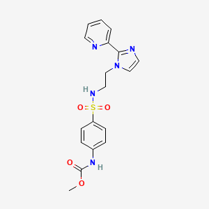 molecular formula C18H19N5O4S B2695159 methyl (4-(N-(2-(2-(pyridin-2-yl)-1H-imidazol-1-yl)ethyl)sulfamoyl)phenyl)carbamate CAS No. 2034587-07-8