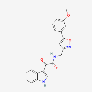 molecular formula C21H17N3O4 B2695169 2-(1H-吲哚-3-基)-N-((5-(3-甲氧基苯基)异噁唑-3-基)甲基)-2-氧代乙酰胺 CAS No. 953014-17-0