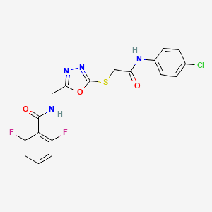 molecular formula C18H13ClF2N4O3S B2695170 N-((5-((2-((4-chlorophenyl)amino)-2-oxoethyl)thio)-1,3,4-oxadiazol-2-yl)methyl)-2,6-difluorobenzamide CAS No. 872621-74-4