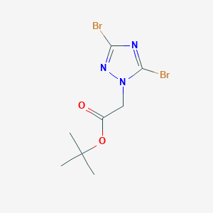 molecular formula C8H11Br2N3O2 B2695188 tert-Butyl 2-(3,5-dibromo-1H-1,2,4-triazol-1-yl)acetate CAS No. 1240569-94-1